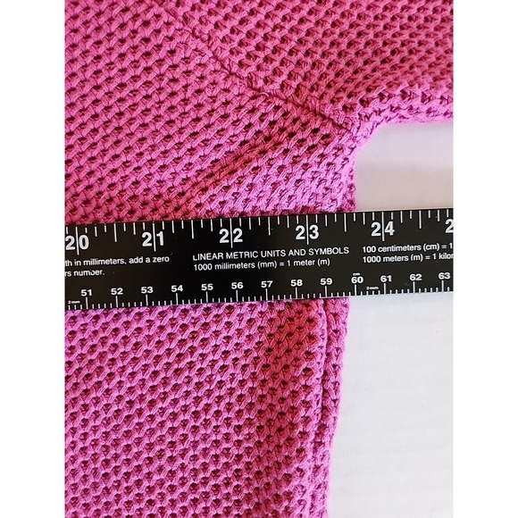 VTG 80s 90s Joseph A Granny Square Crochet Pullover Sweater Sz XL Pink Boxy Boho - Picture 5 of 9